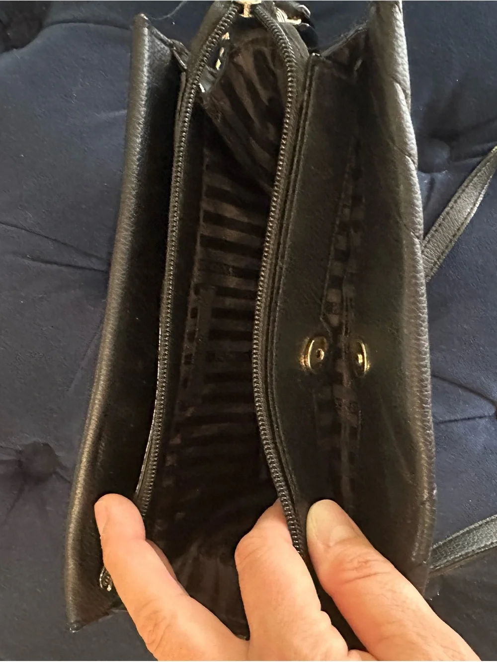 Victoria's Secret Black Quilted Crossbody with Gold Chain
